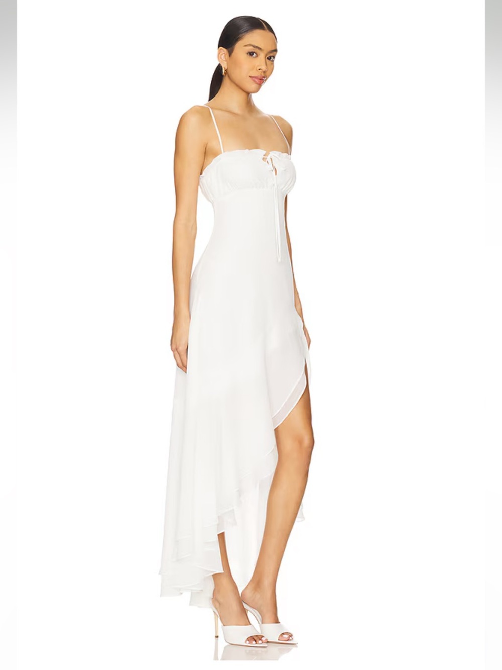 Amanda Uprichard Odelia Ivory High Low Maxi Dress M - Picture 4 of 11